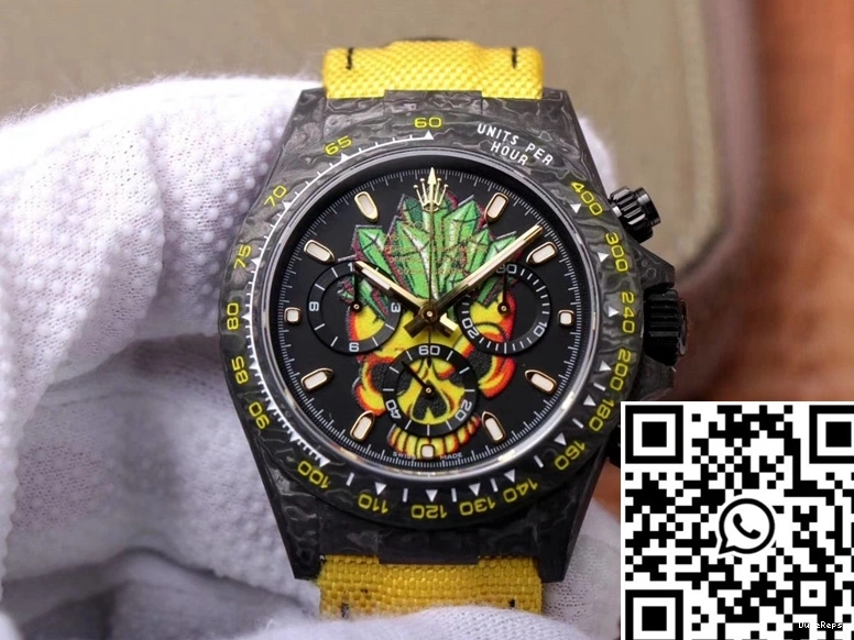 Color Fiber Dial Carbon Rolex Daytona Chronograph Cosmos Skull Edition 0706